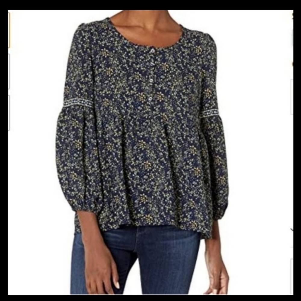 Max Studio Boho Floral Print Long Sleeve Top Cottagecore Size S* - Picture 12 of 16